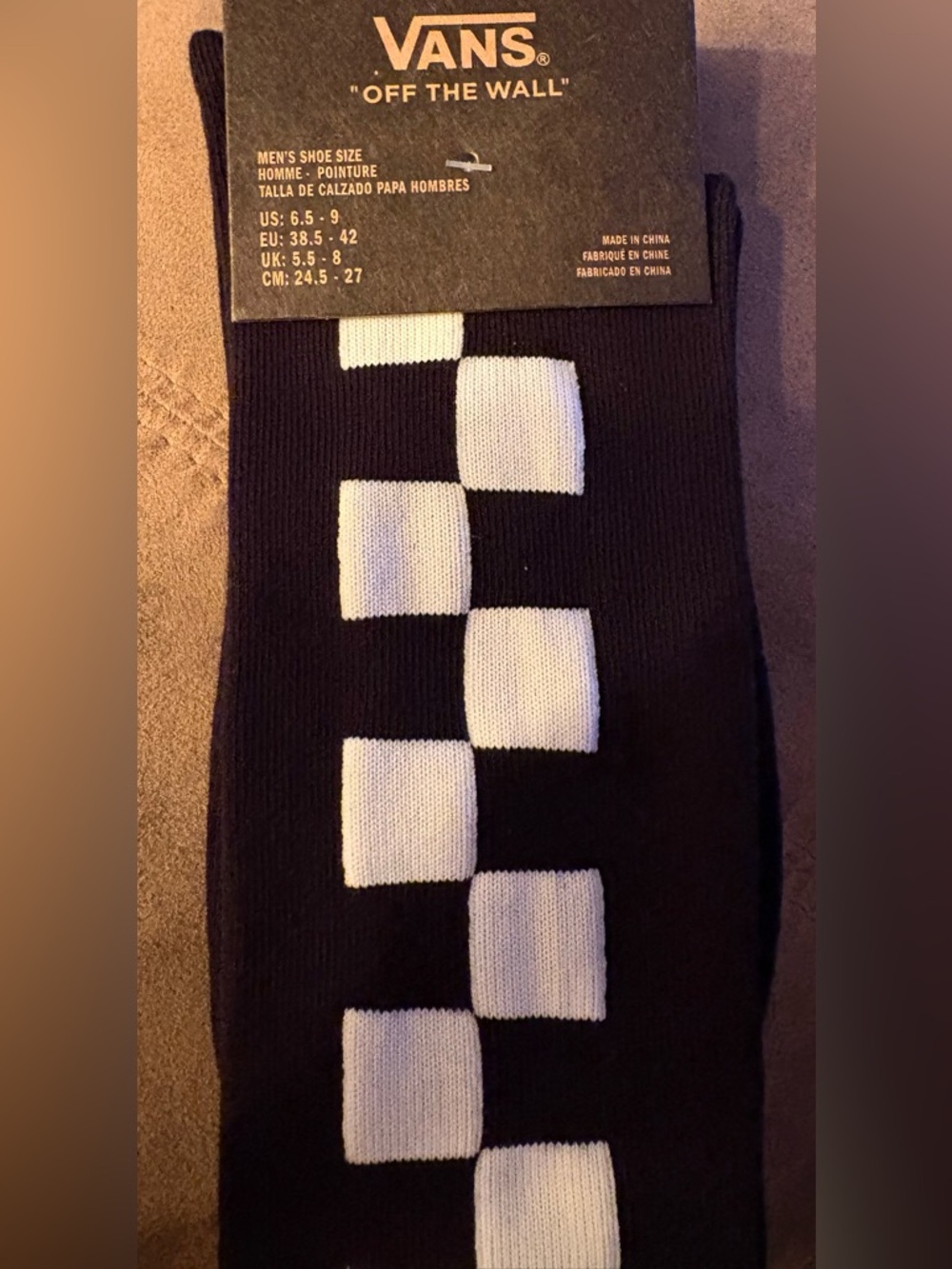 Vans Black and White Checker Crew Socks